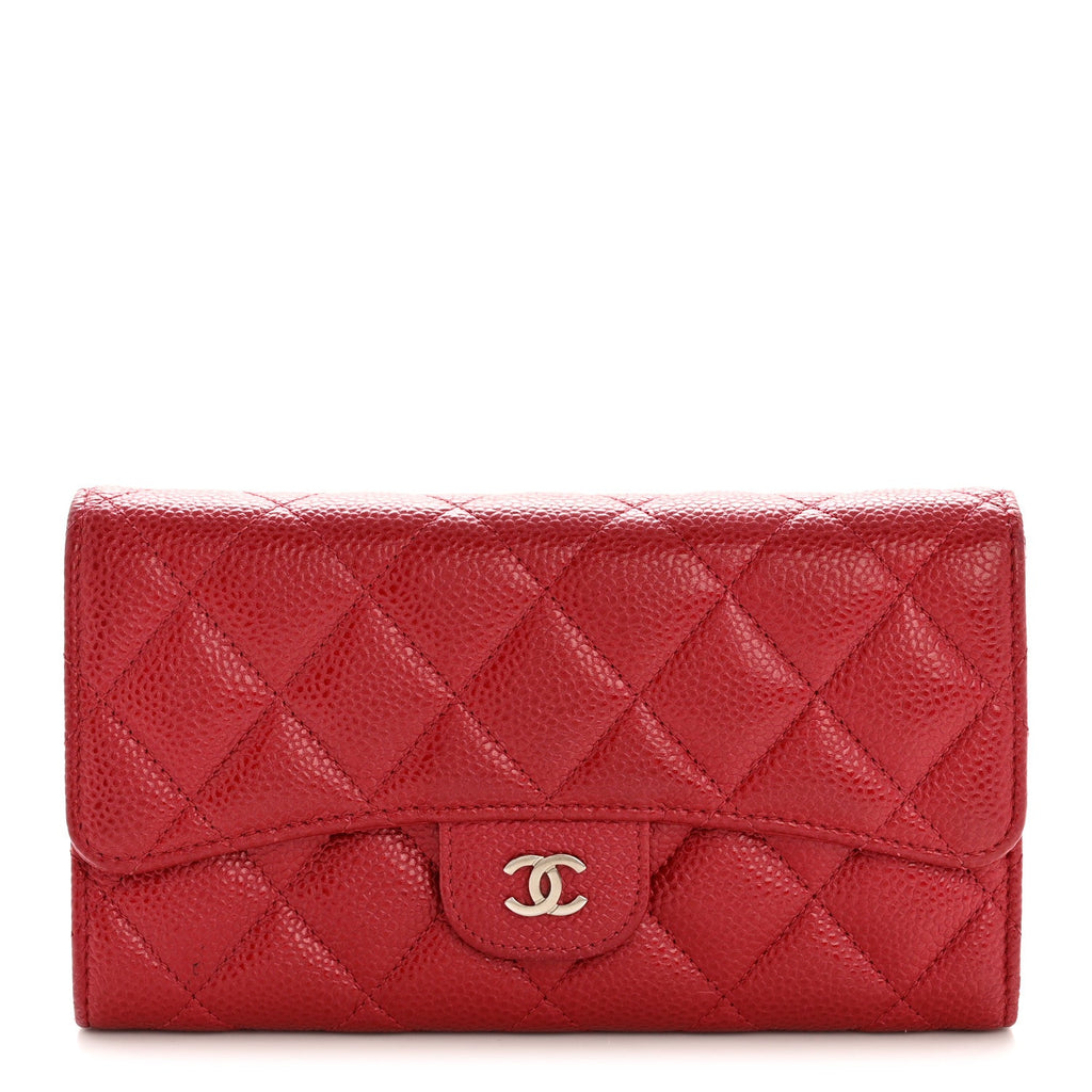 Caviar Quilted Large Flap Wallet Red