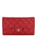 Caviar Quilted Large Flap Wallet Red