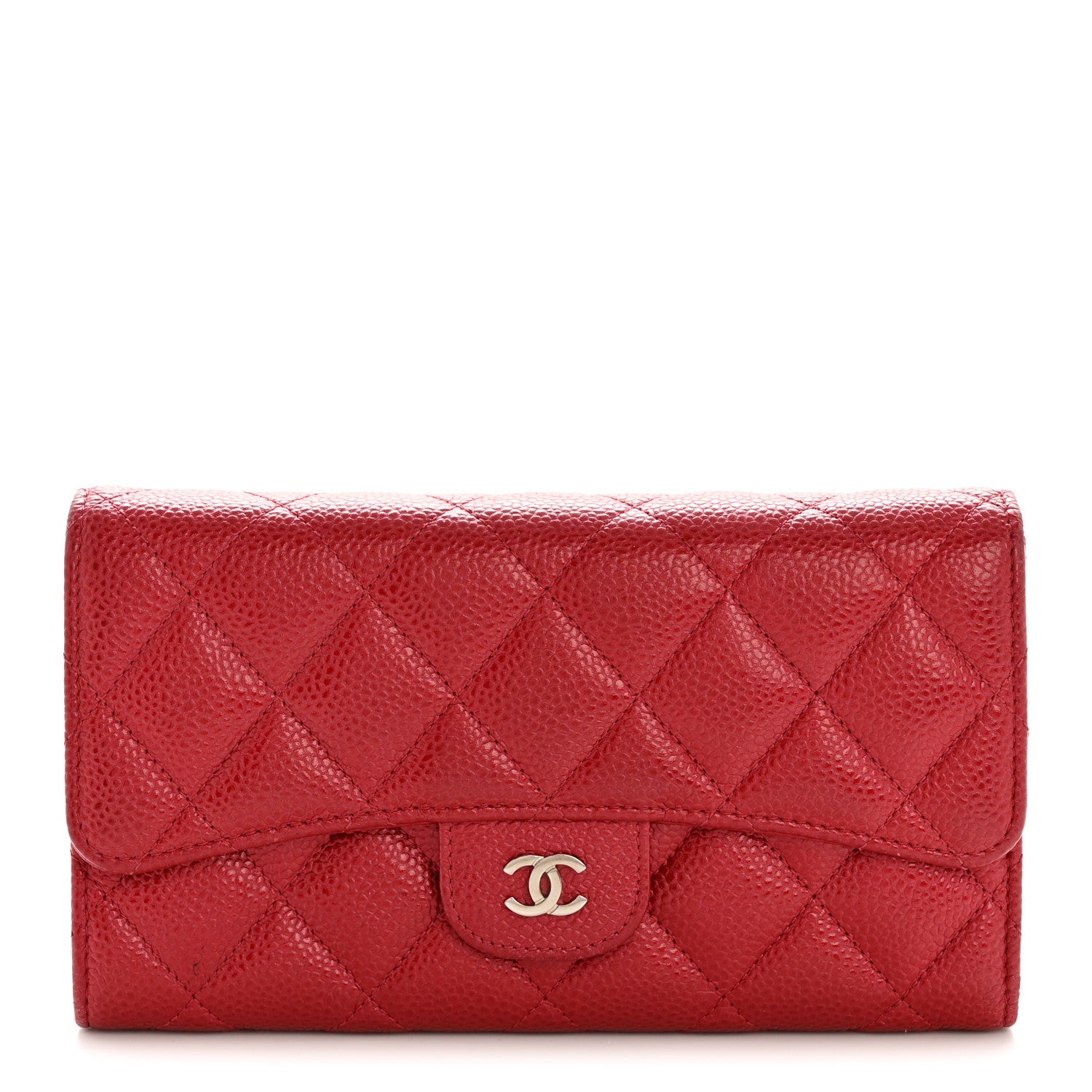 Caviar Quilted Large Flap Wallet Red