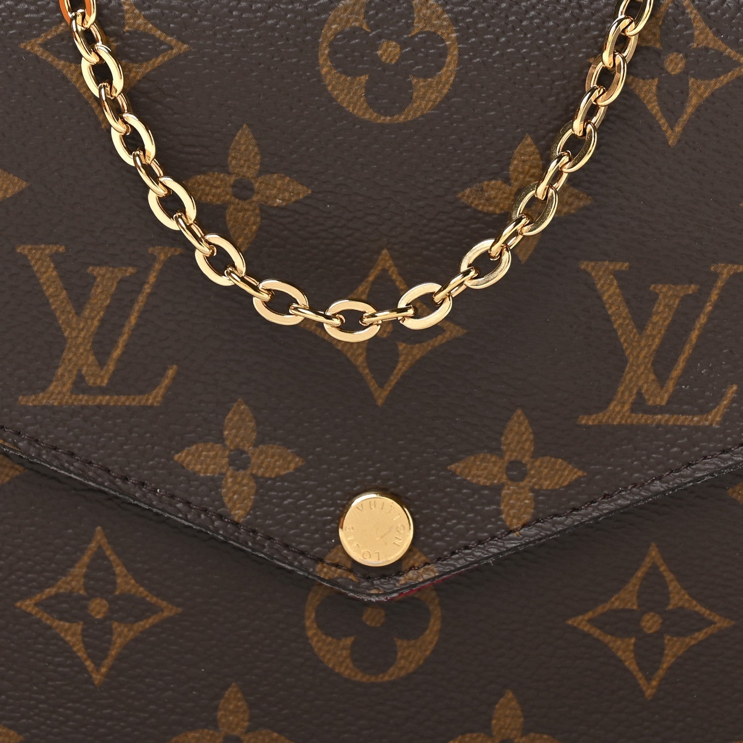 Louis Vuitton Monogram Pochette Felicie Chain Wallet Fuchsia