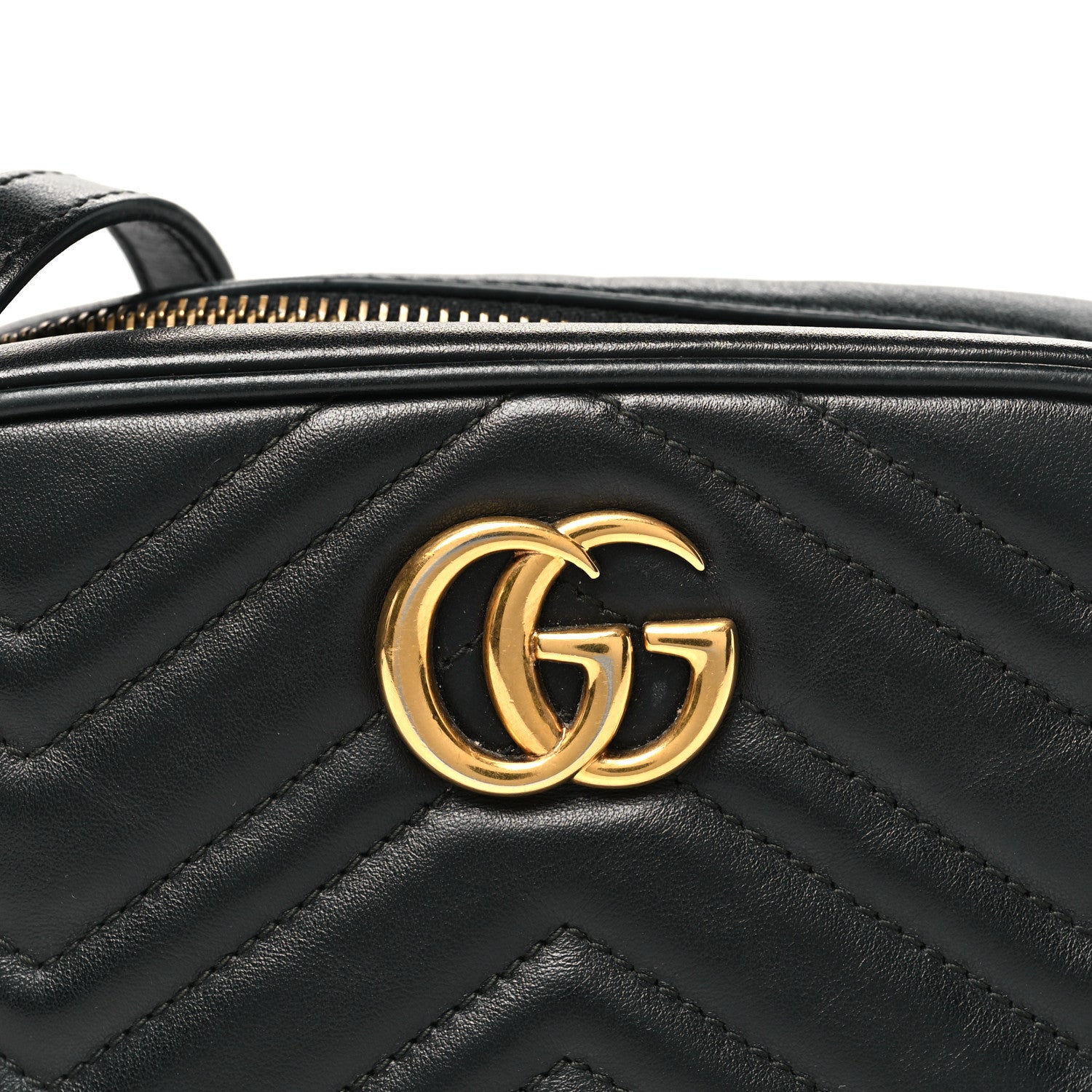Gucci Calfskin Matelasse Mini GG Marmont Chain Shoulder Bag Black