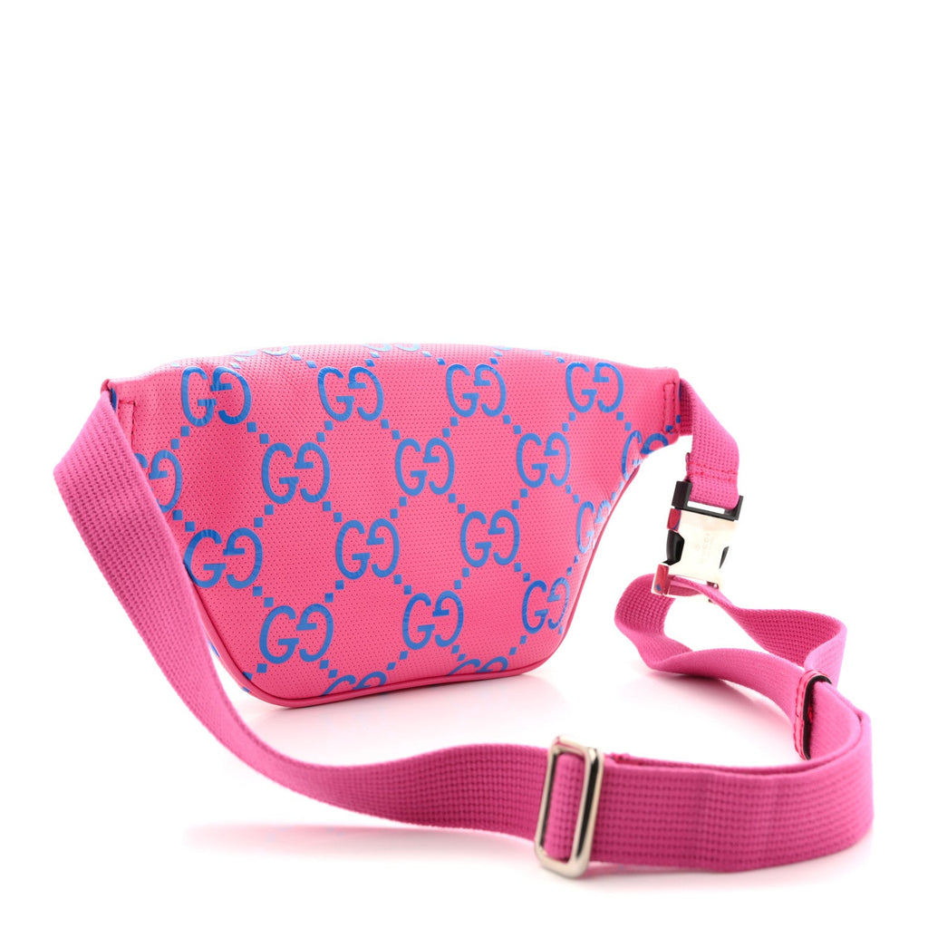Gucci Calfskin GG Tennis Bi-Color Embossed Belt Bag Modern Fucsia Modern Blue