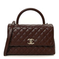 Chanel Caviar Quilted Small Coco Handle Flap Dark Brown