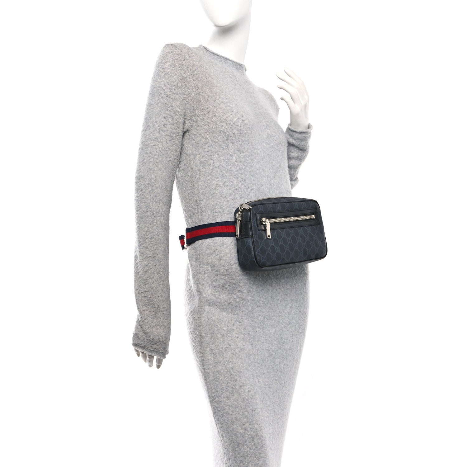Gucci Soft GG Supreme Monogram Web Belt Bag Black Grey