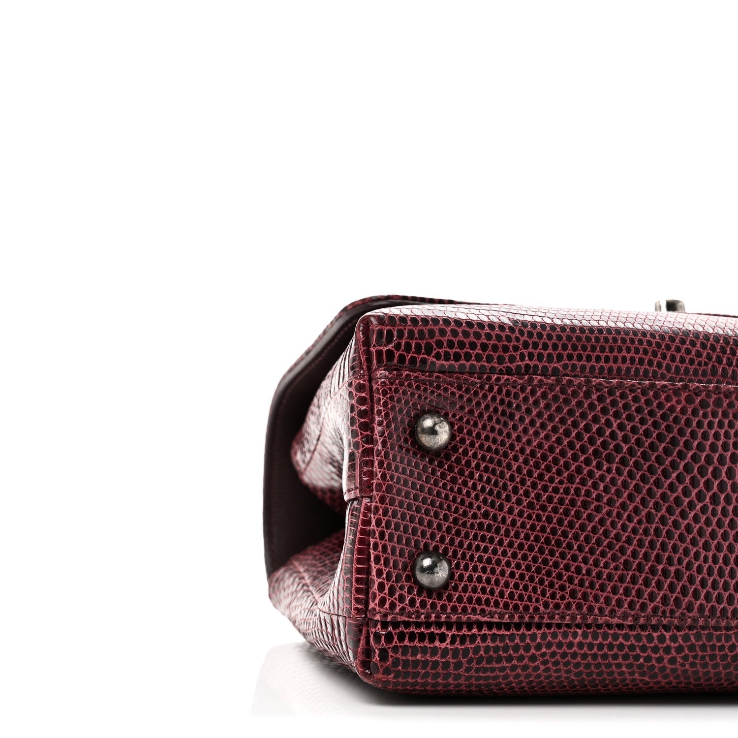 Chanel Lizard Mini Coco Handle Flap Burgundy