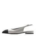 Goatskin Grosgrain Pointed Toe CC Slingback Flats 36.5 Gray Black