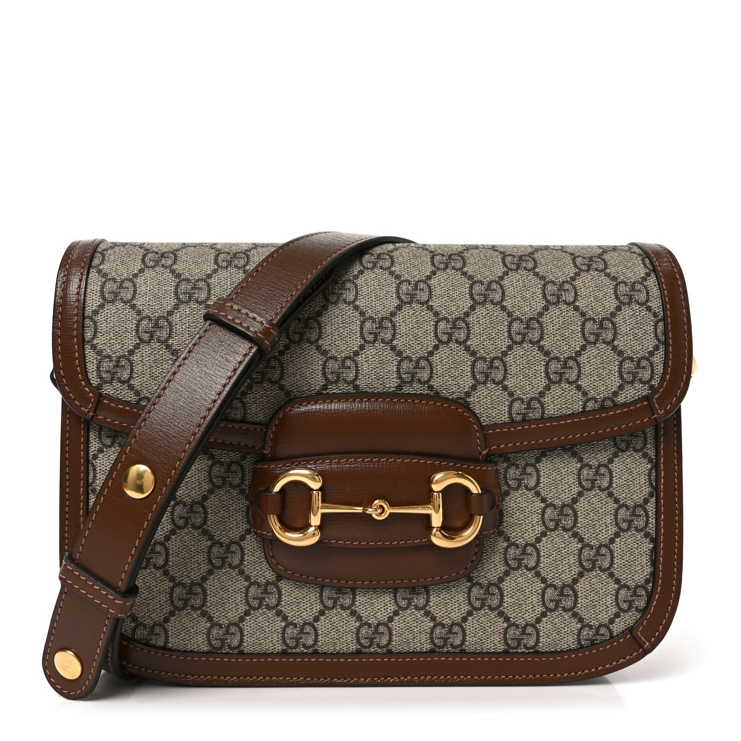 Gucci GG Supreme Monogram Horsebit 1955 Shoulder Bag Beige Brown Sugar
