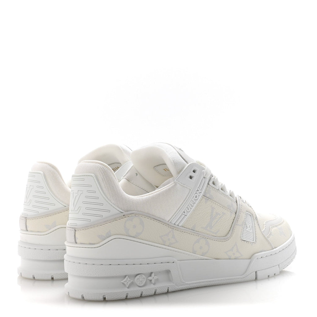 Louis Vuitton Calfskin Monogram Mens LV Trainer Sneakers 7 White