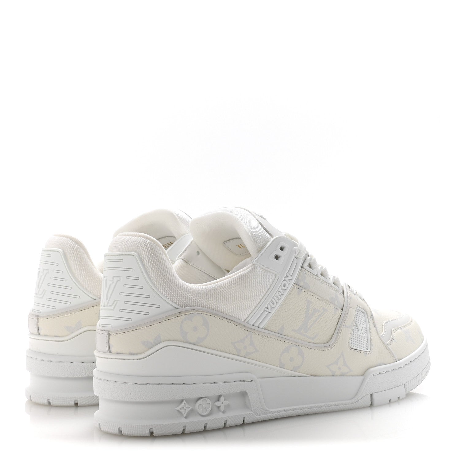 Louis Vuitton Calfskin Monogram Mens LV Trainer Sneakers 7 White