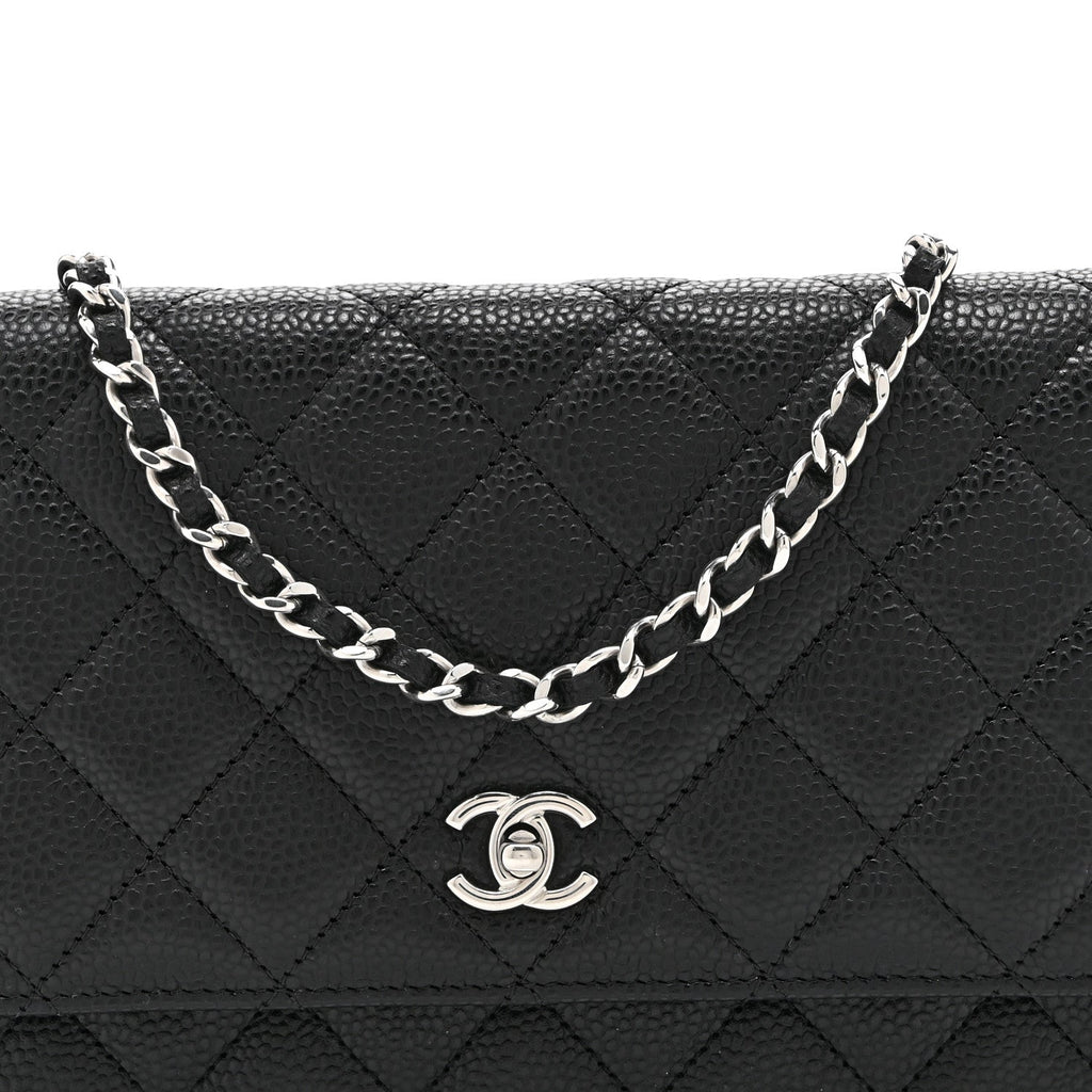 Chanel Caviar Quilted CC Turnlock Wallet On Chain WOC Black