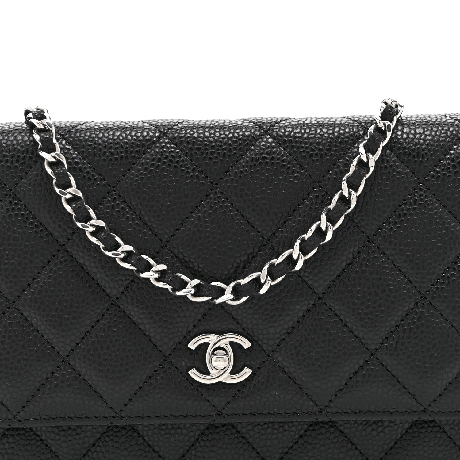Chanel Caviar Quilted CC Turnlock Wallet On Chain WOC Black