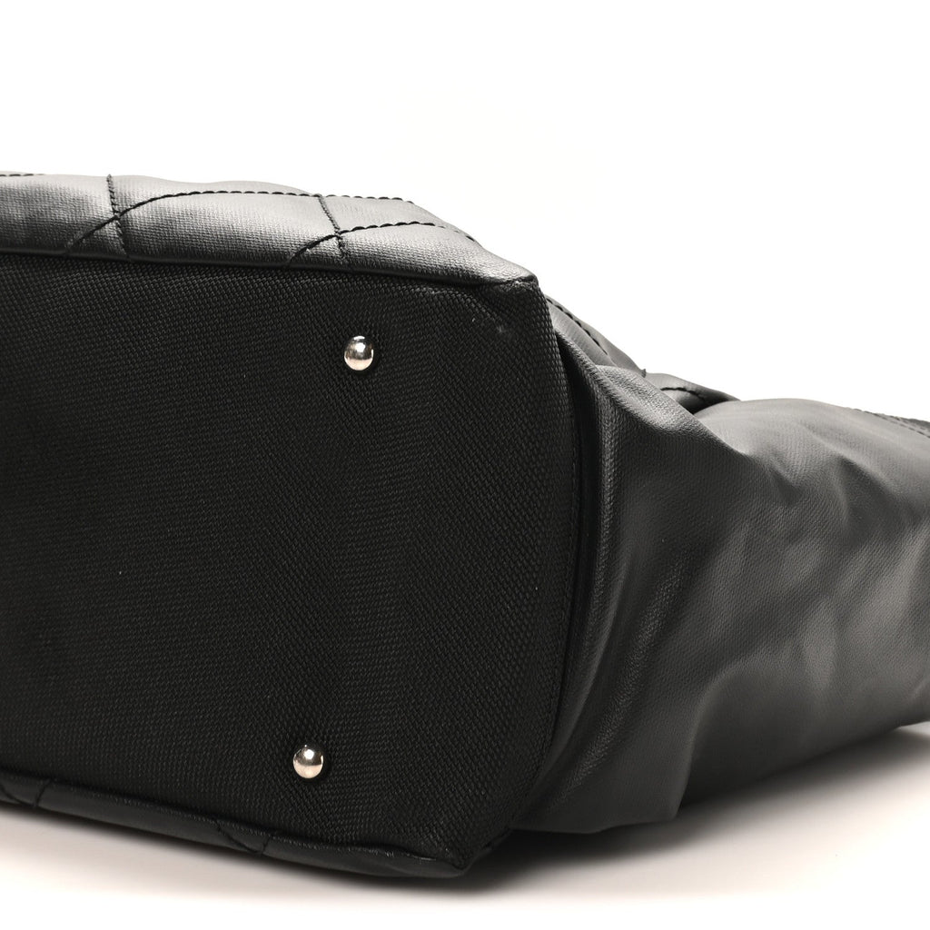 Chanel Coated Canvas Quilted Large Paris Biarritz Tote Black