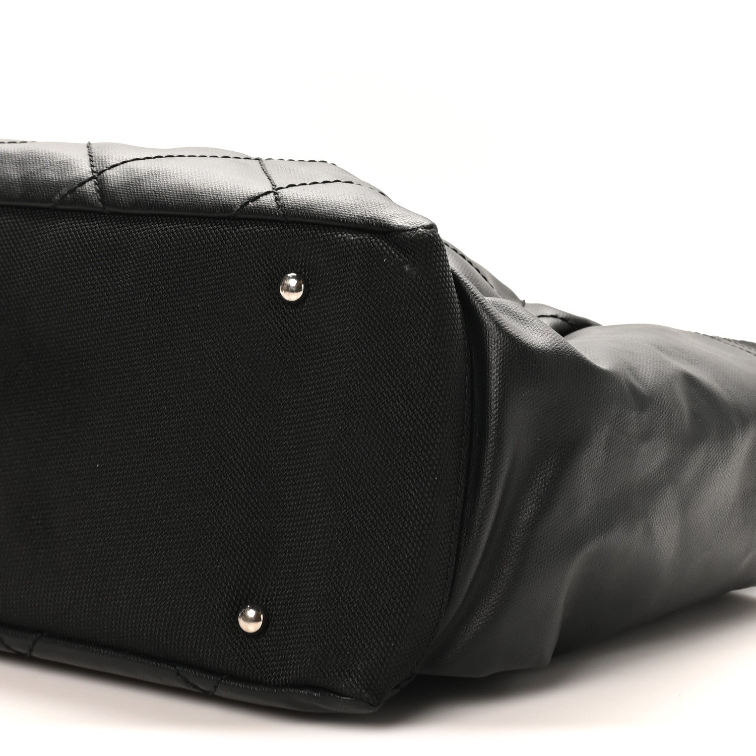 Chanel Coated Canvas Quilted Large Paris Biarritz Tote Black