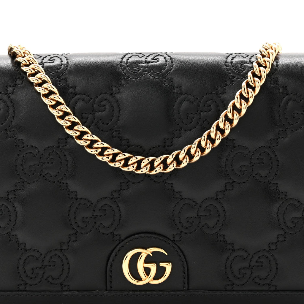 Gucci Calfskin GG Matelasse Chain Wallet Black