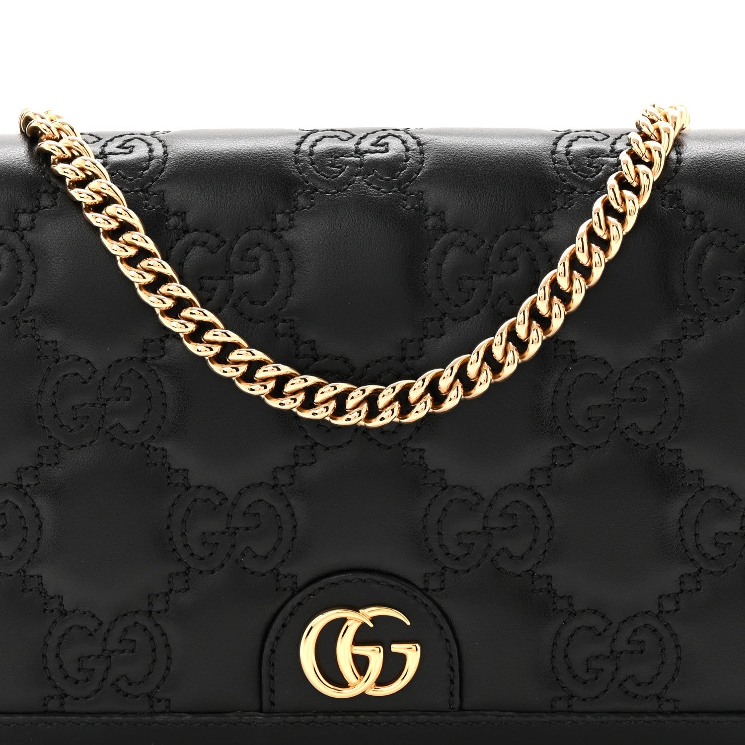 Gucci Calfskin GG Matelasse Chain Wallet Black