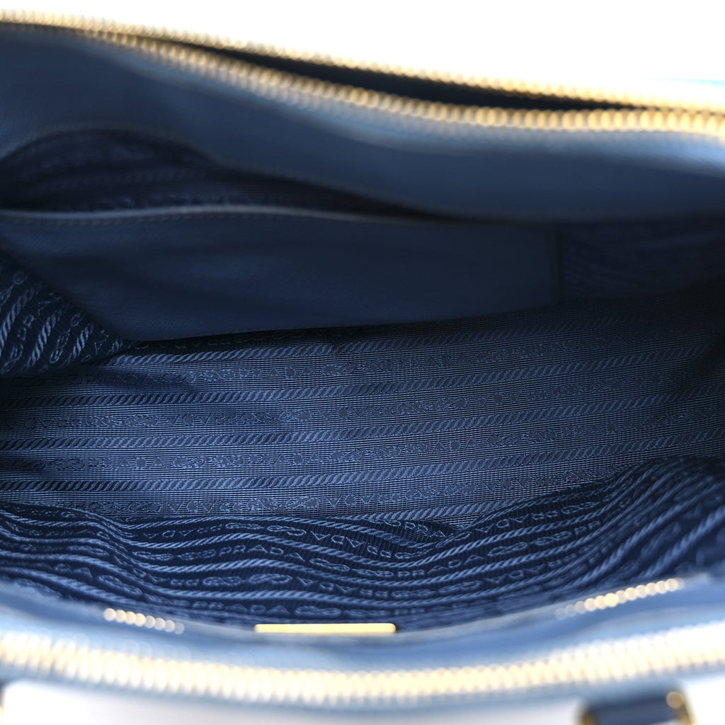 Prada Saffiano Small Galleria Double Zip Tote Cobalto