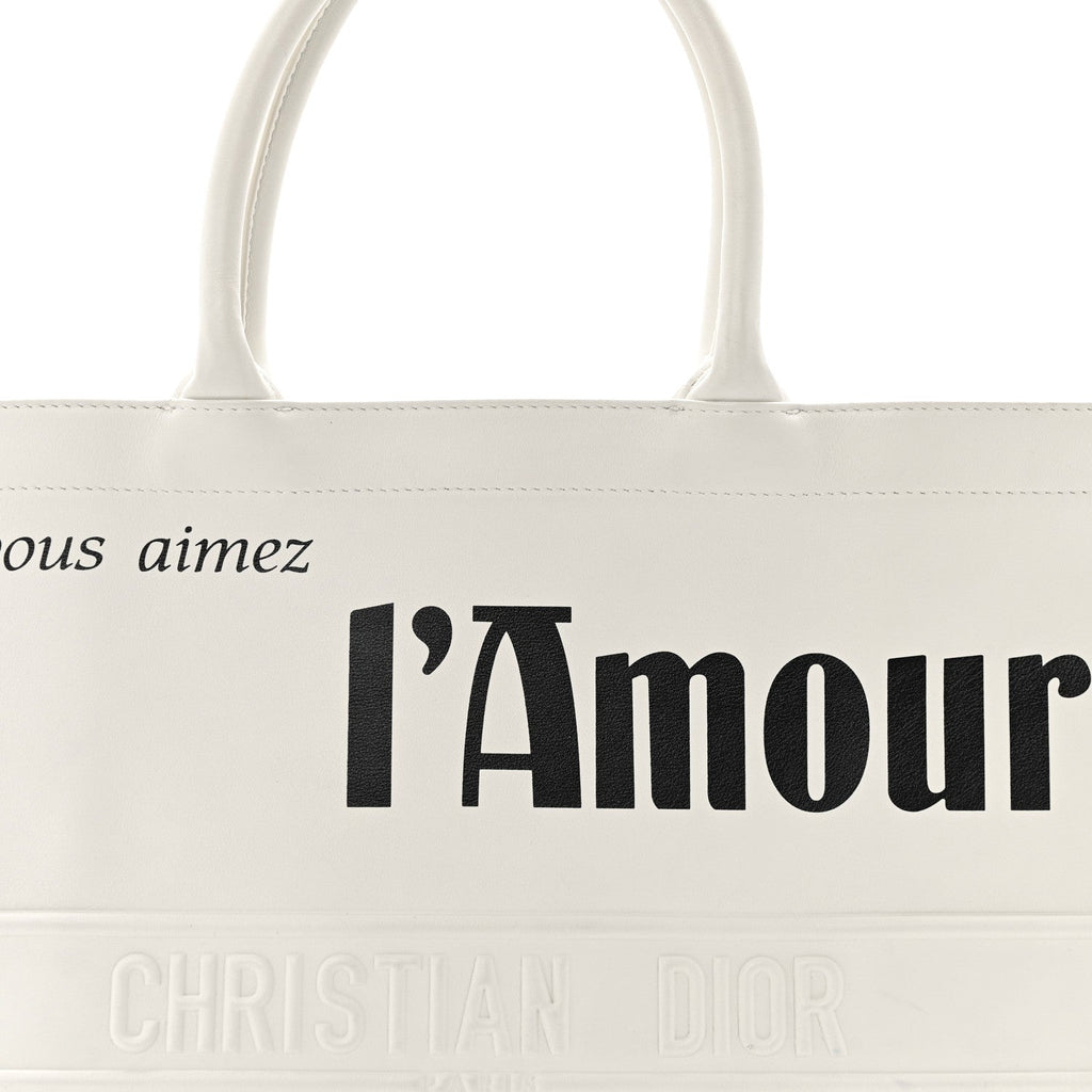 Christian Dior Calfskin Large Surrealism Book Tote Ivory