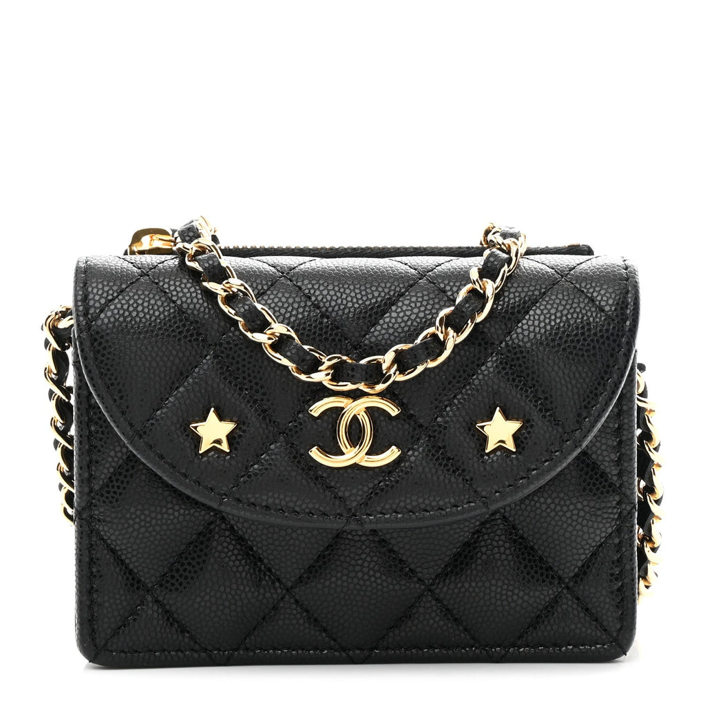 Chanel Caviar Quilted Clutch With Chain Black