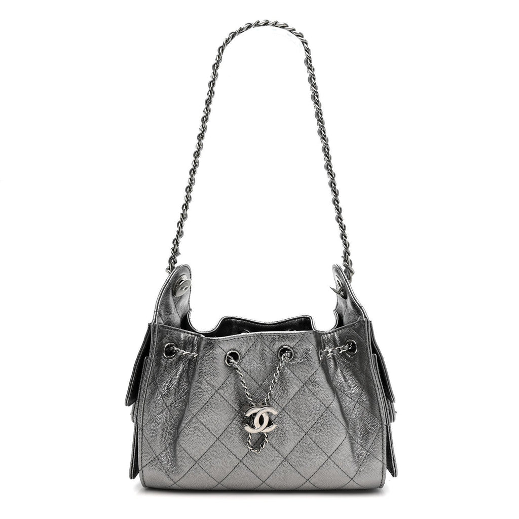 Chanel Metallic Caviar Quilted Mini Chanel 25 Handbag Anthracite