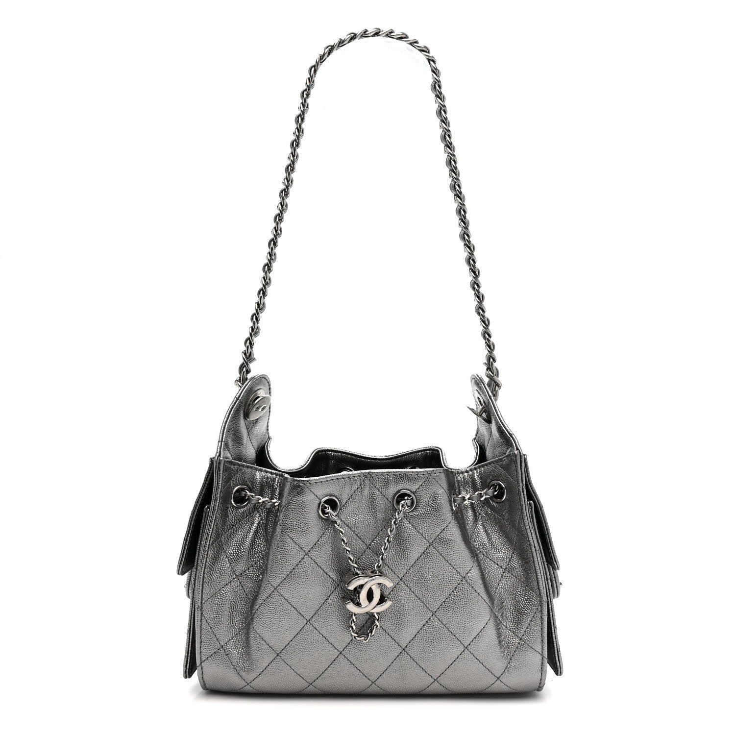 Chanel Metallic Caviar Quilted Mini Chanel 25 Handbag Anthracite