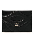 Chanel Shiny Crumpled Calfskin Quilted 31 Card Holder Black
