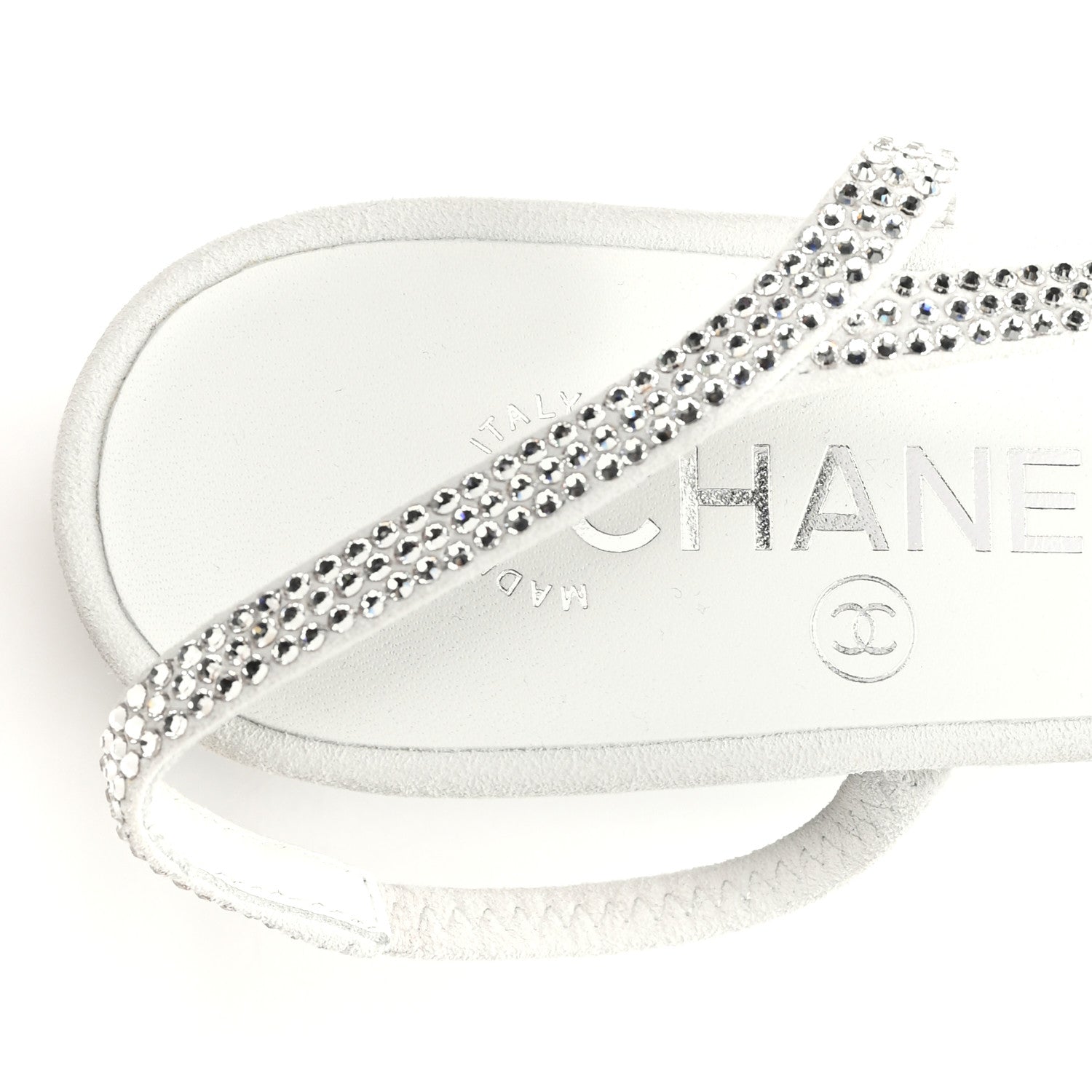 Chanel Strass Grosgrain Cap Toe CC Slingback Pumps 36 Silver Black