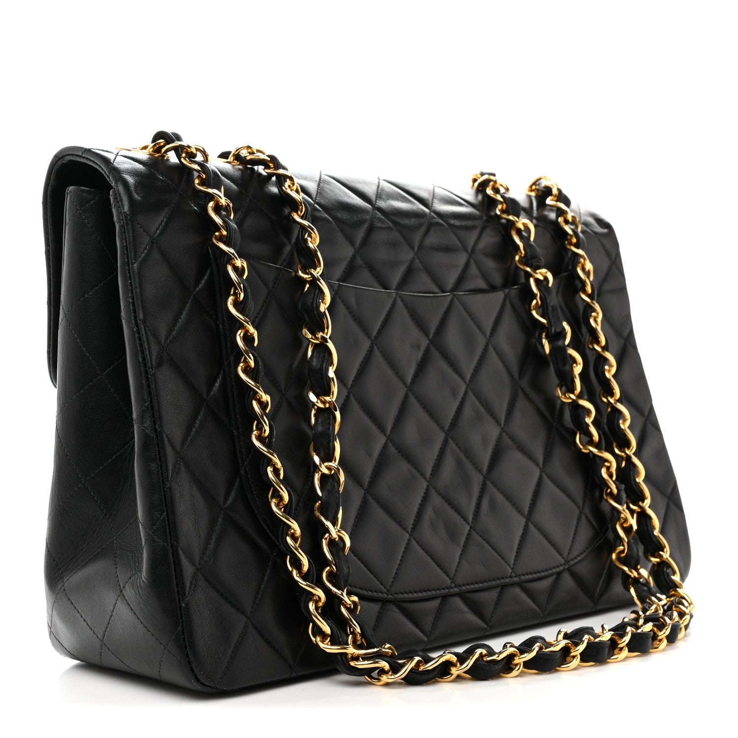 Chanel Lambskin Quilted XL Jumbo Single Flap Black