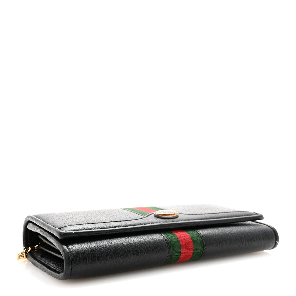 Gucci Dollar Calfskin Web Ophidia Wallet On Chain Black