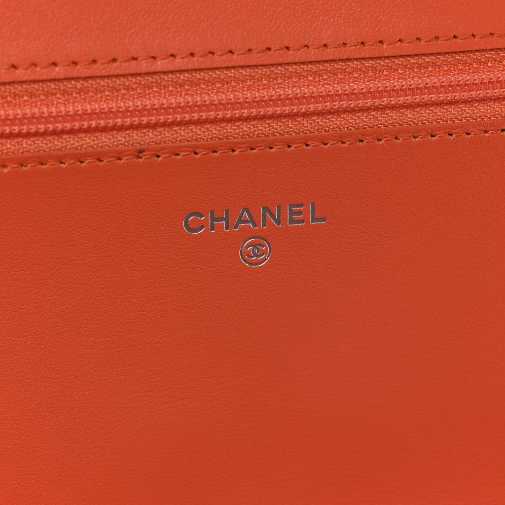 Chanel Caviar Quilted Boy Wallet On Chain WOC Orange