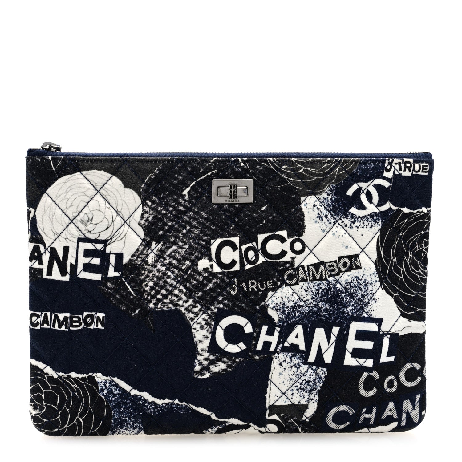 Jersey Quilted Graffiti Large Reissue Cosmetic Case Black White