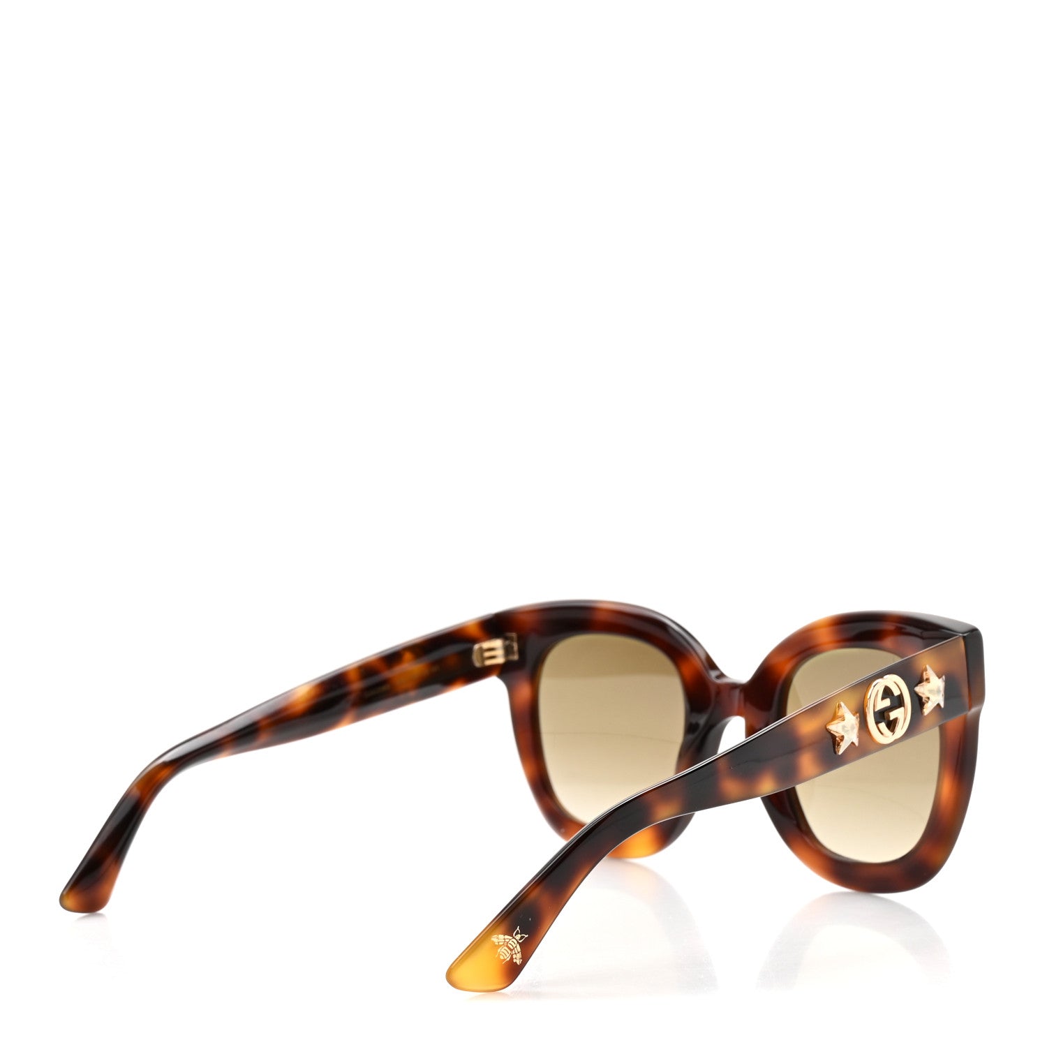 Gucci Round Frame Star Sunglasses GG0208S Tortoise