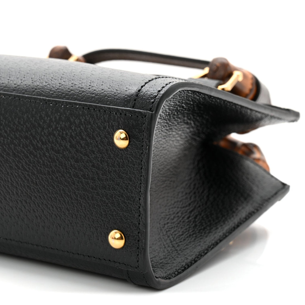 Gucci Textured Dollar Calfskin Web Mini Diana Tote Bag Black