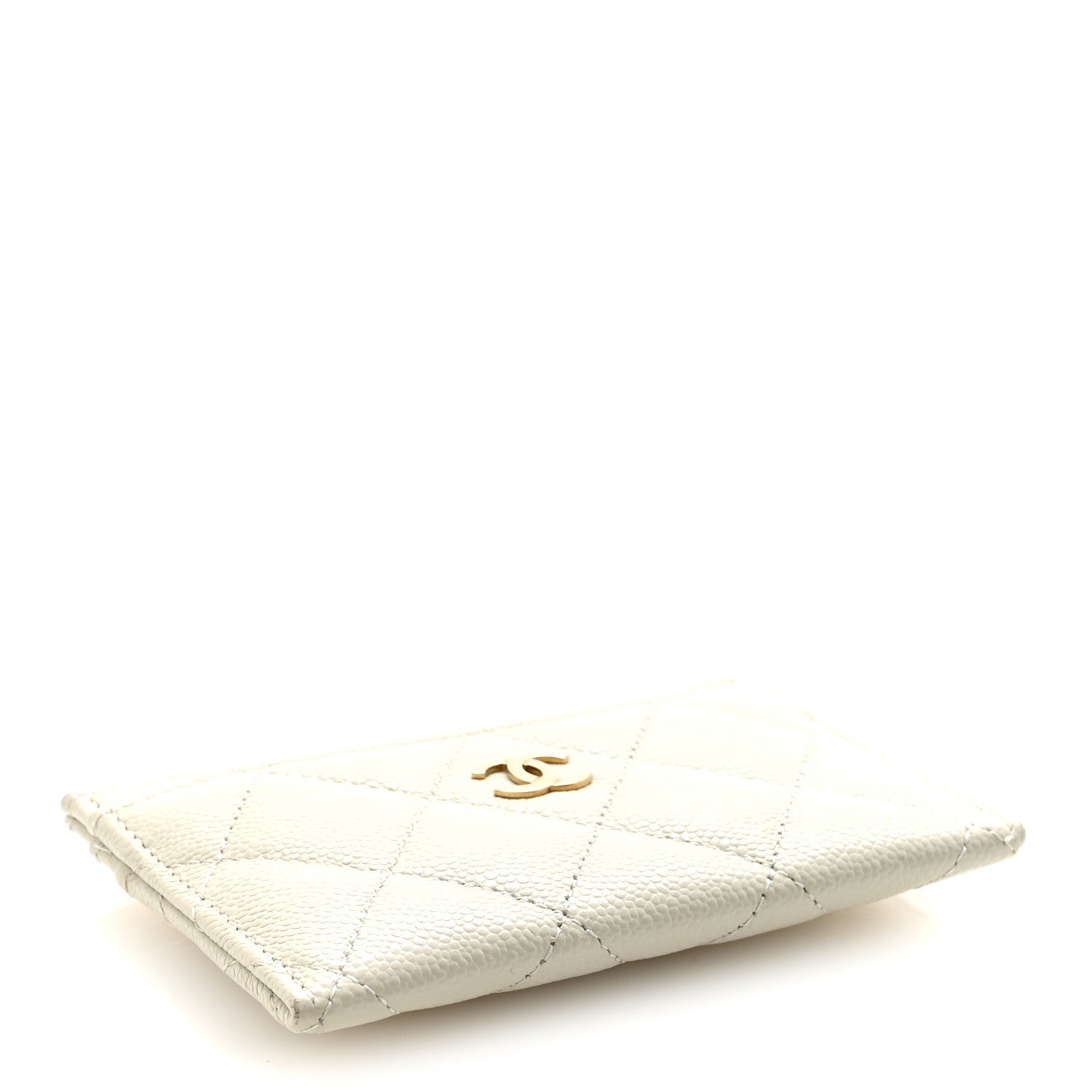 Caviar Quilted Card Holder White