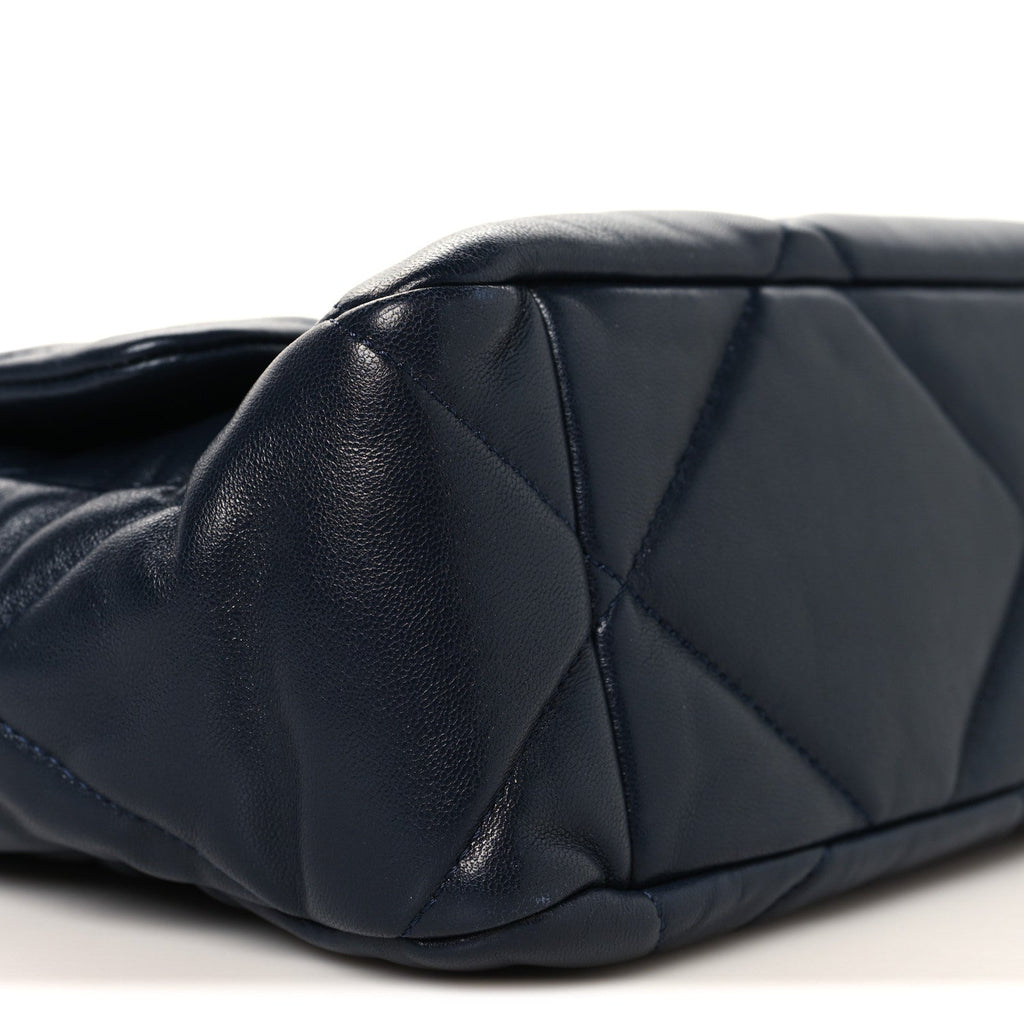 Chanel Lambskin Quilted Large Chanel 19 Flap Navy Blue