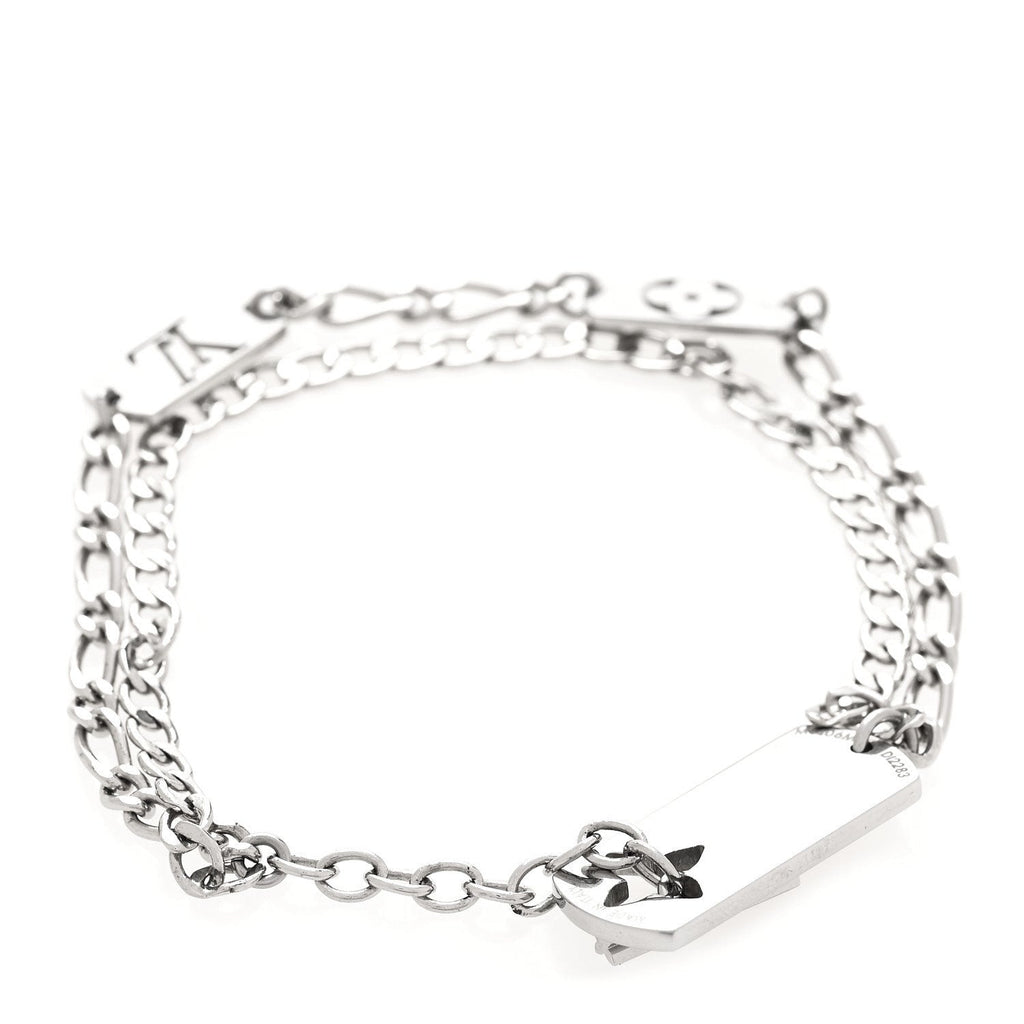 Louis Vuitton Monogram LV Double Chain Bracelet Silver