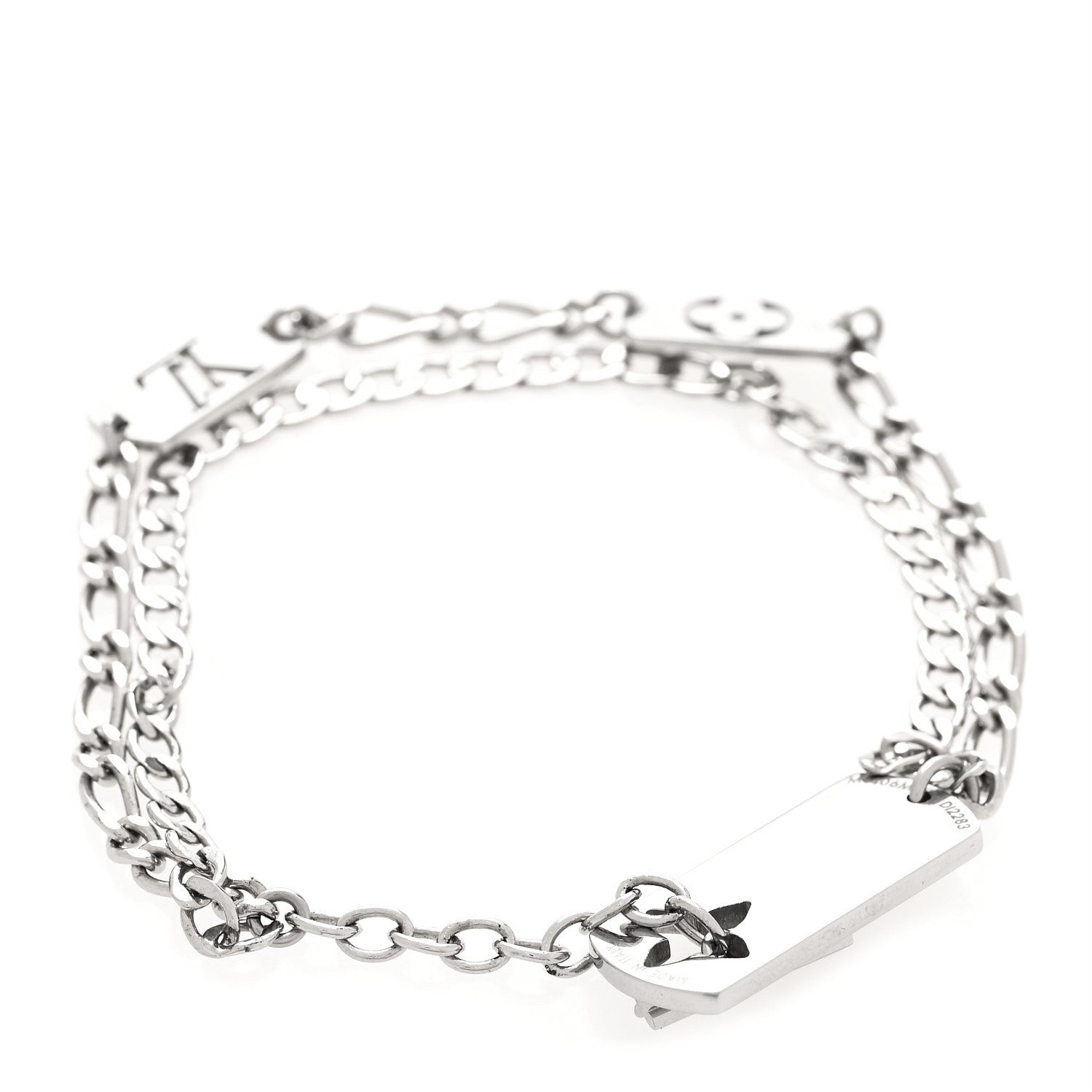 Louis Vuitton Monogram LV Double Chain Bracelet Silver