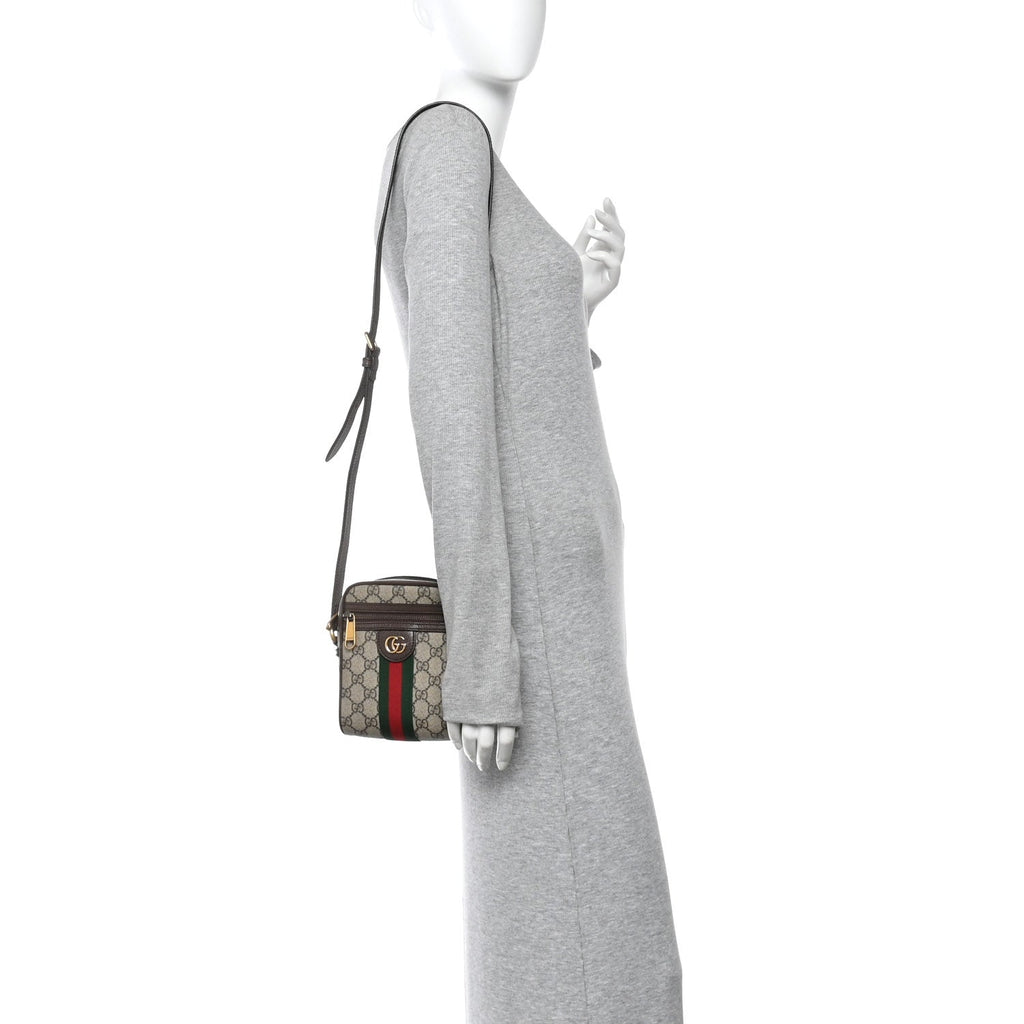 Gucci GG Supreme Monogram Web Mini Ophidia Messenger Brown