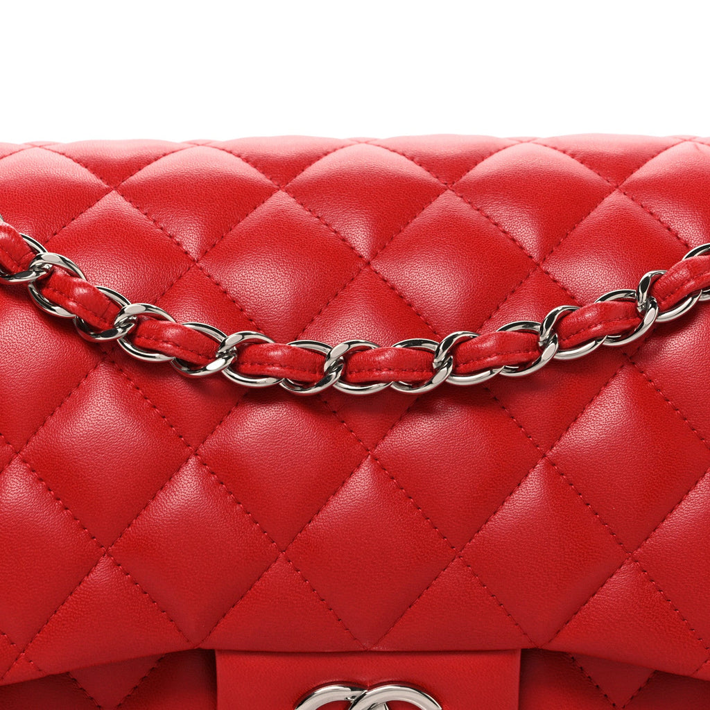 Chanel Lambskin Quilted Jumbo Double Flap Red