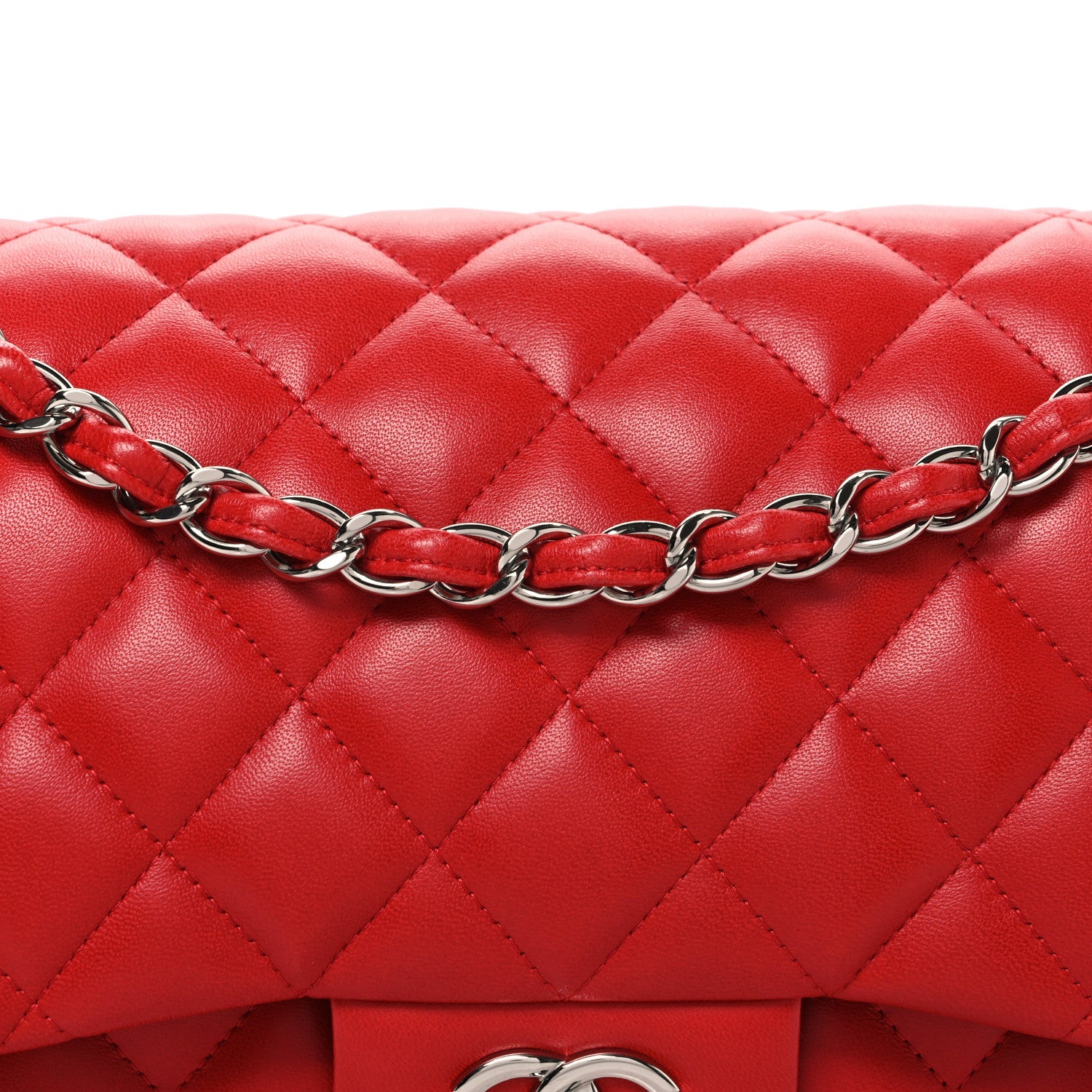 Chanel Lambskin Quilted Jumbo Double Flap Red