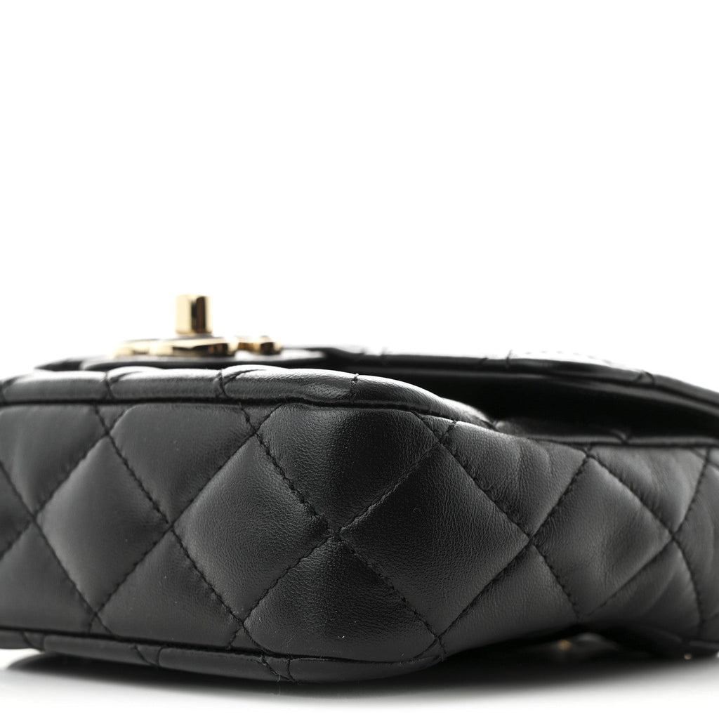 Chanel Lambskin Resin Quilted Mini Heart Square Flap Black