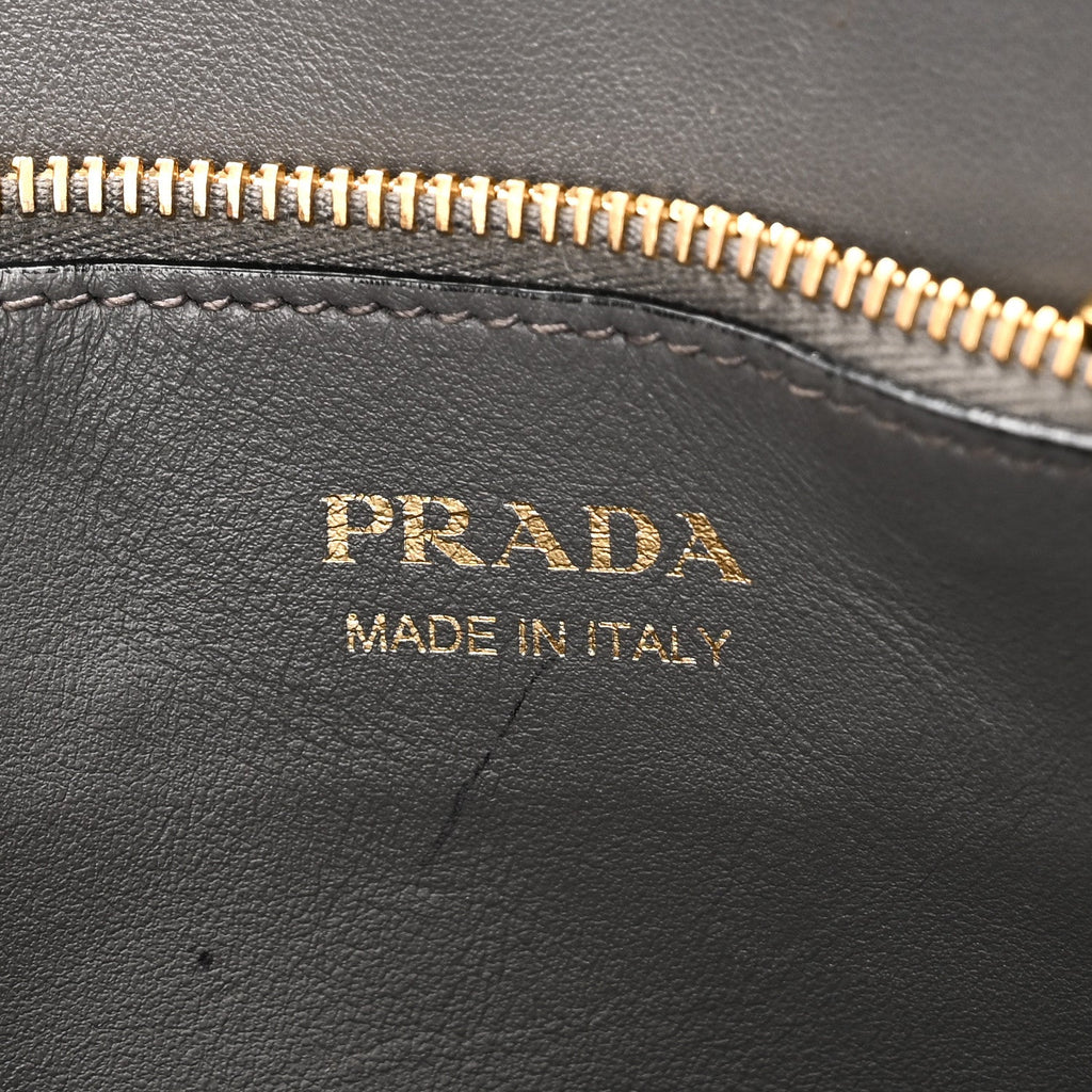 Prada Saffiano Cuir Calfskin Medium Monochrome Top Handle Tote Ardesia