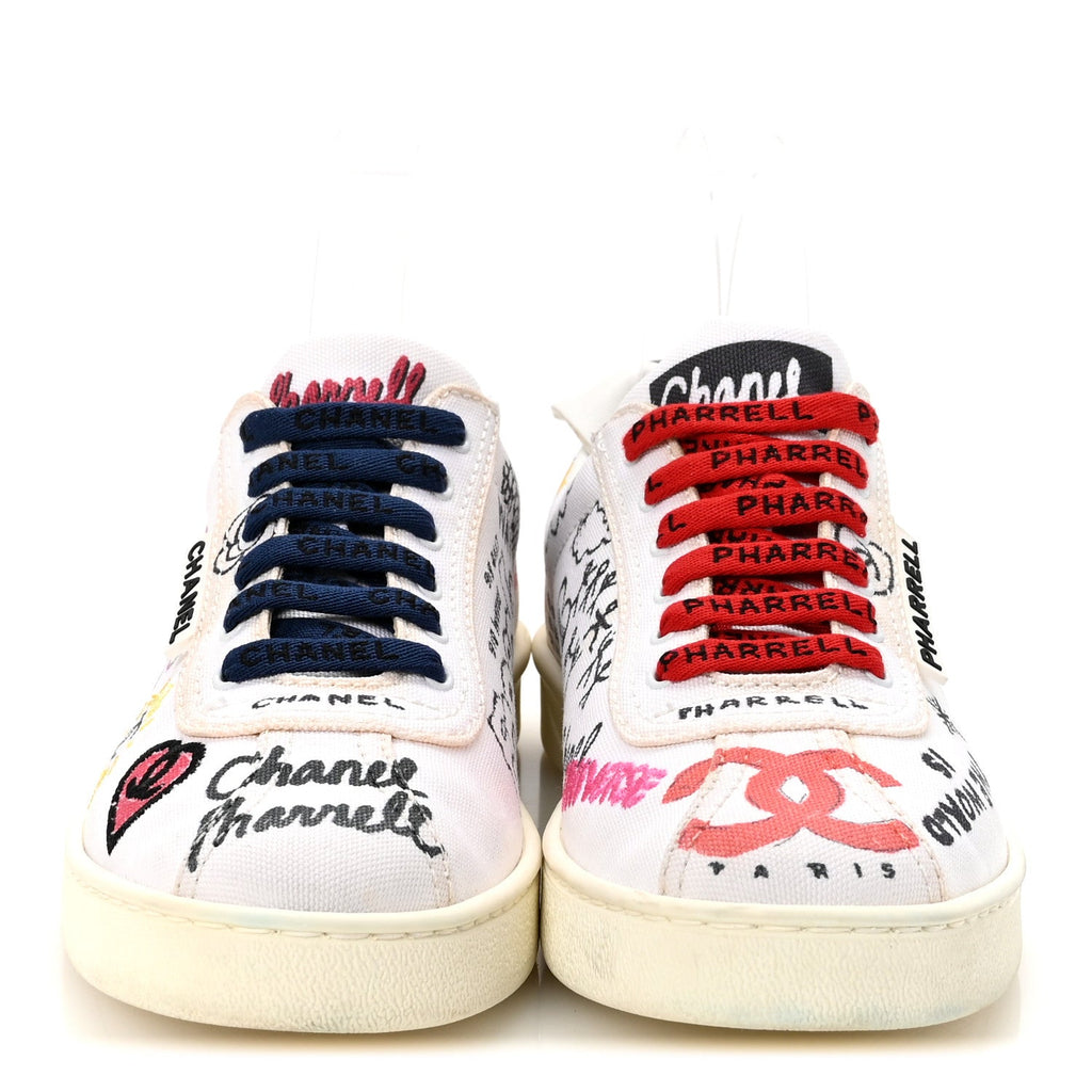 Chanel x Pharrell Williams Canvas Womens Sneakers 36.5 White Multicolor