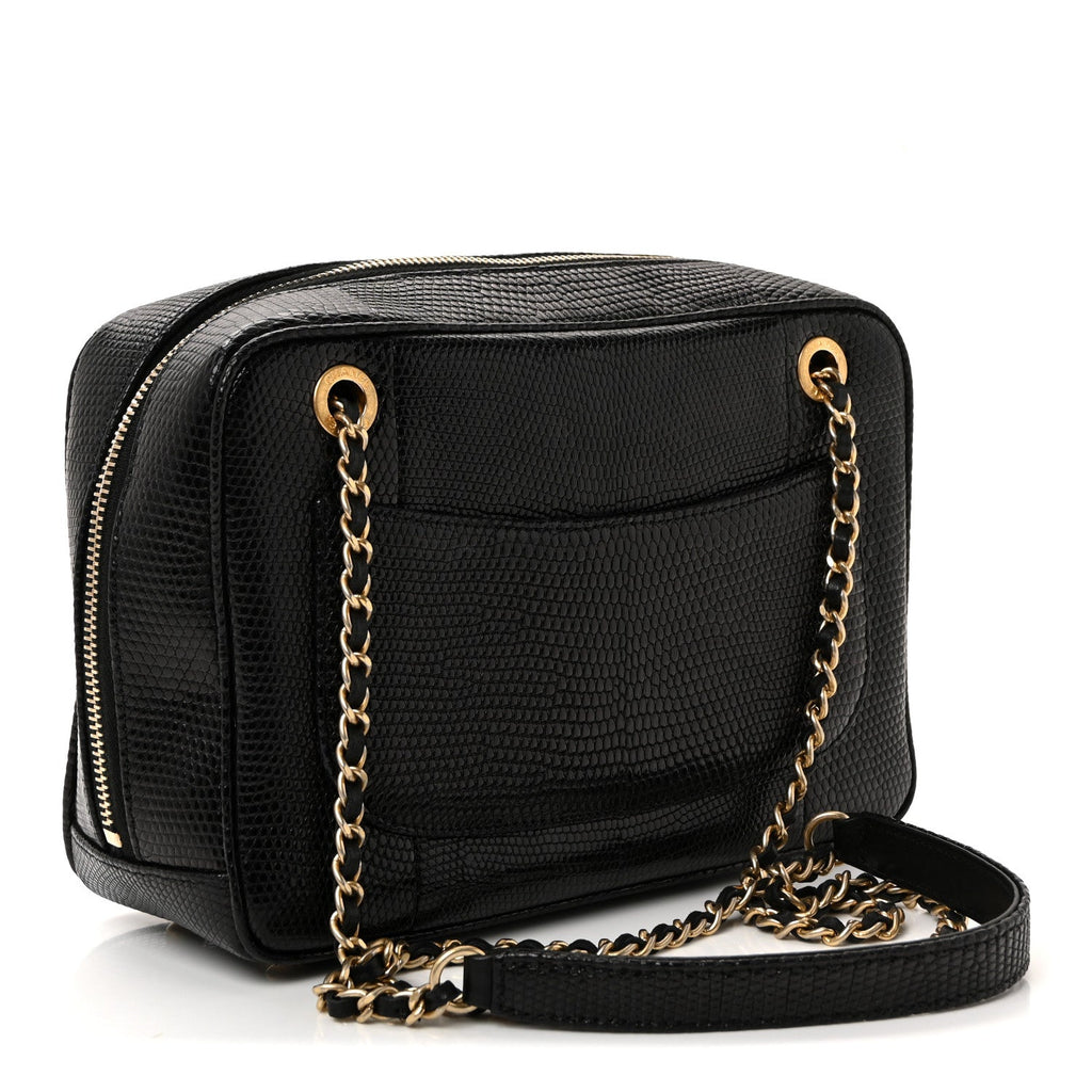 Chanel Lizard Coco Vintage Camera Case Black