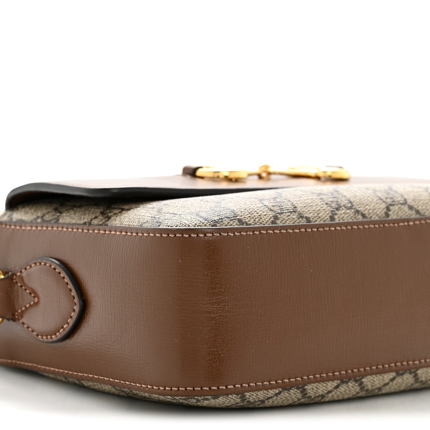 Gucci GG Supreme Monogram Small Horsebit 1955 Shoulder Bag Beige Brown Sugar