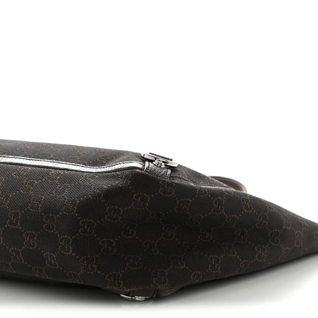Gucci Denim Monogram Large Abbey Tote Dark Brown