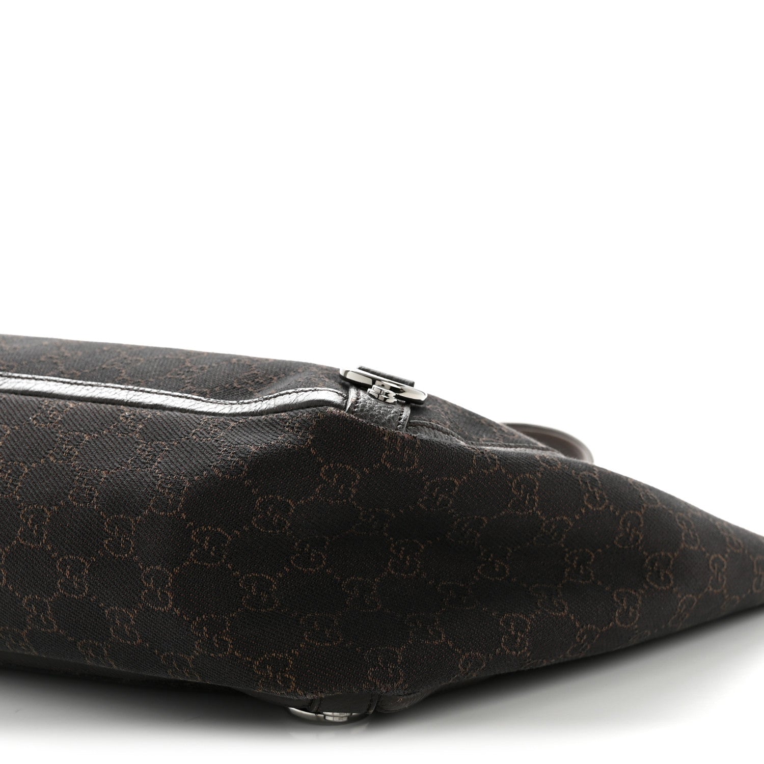 Gucci Denim Monogram Large Abbey Tote Dark Brown