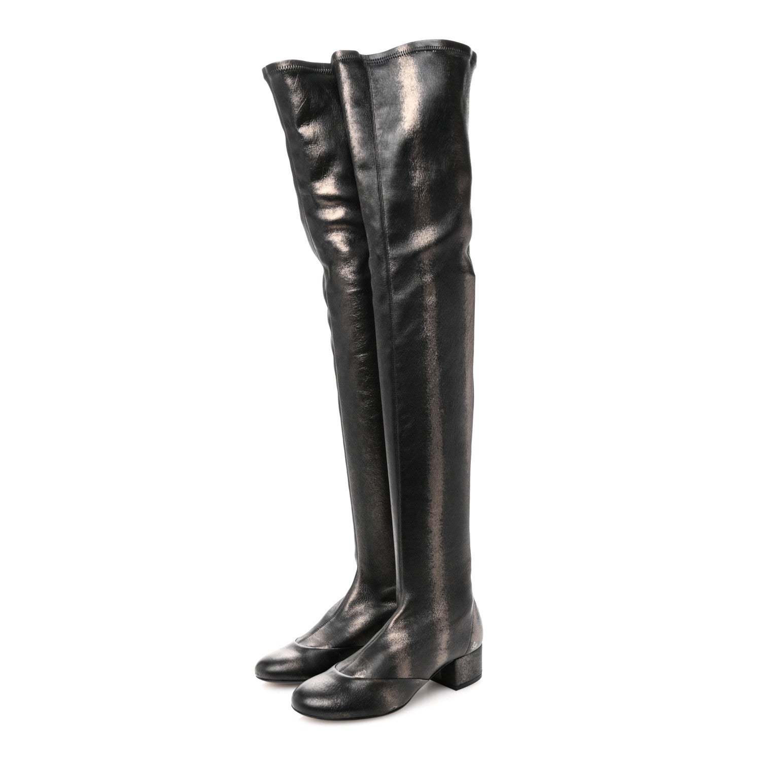 Metallic Lambskin Star Fantasy High Boots 36.5 Dark Grey