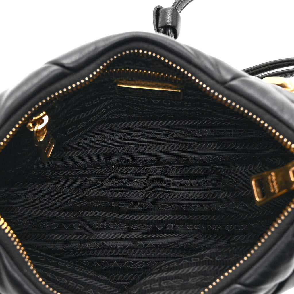 Prada Nappa Triangle Quilted Patchwork System Bag Black