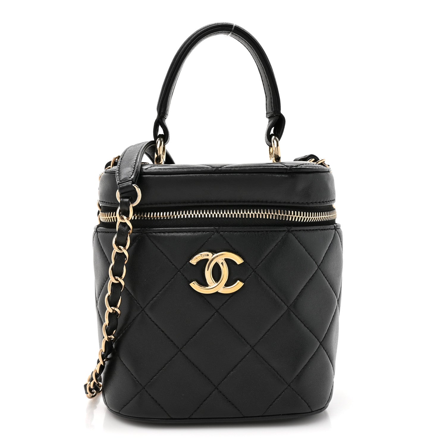 Chanel Lambskin Quilted Trendy Vanity Case Black
