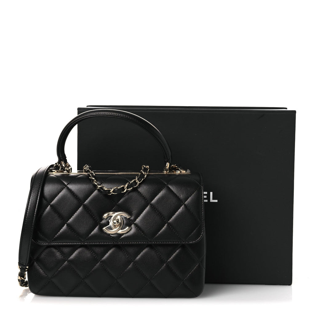 Chanel Lambskin Quilted Small Trendy CC Dual Handle Flap Bag Black